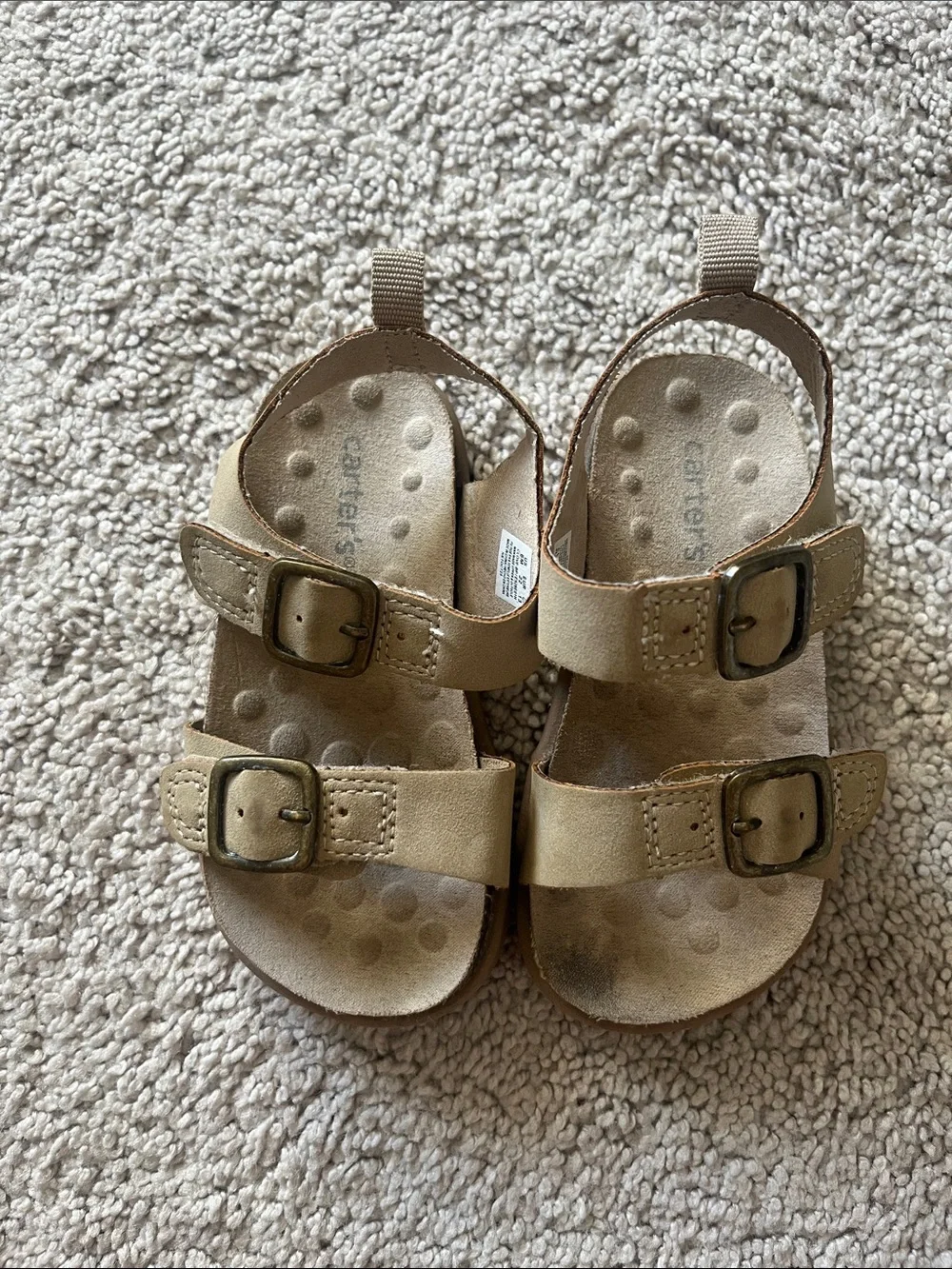Carter's Little Kids Double Buckle Sandals in Tan
